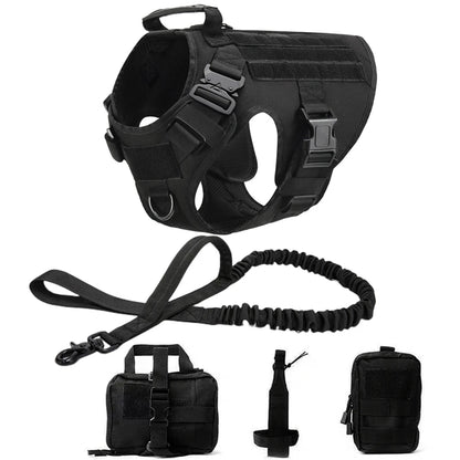 Tactical Dog Harness and Leash Set for Large and Medium Dogs, Military-Style Training Vest for German Shepherd, Golden Retriever, and Working Breeds
