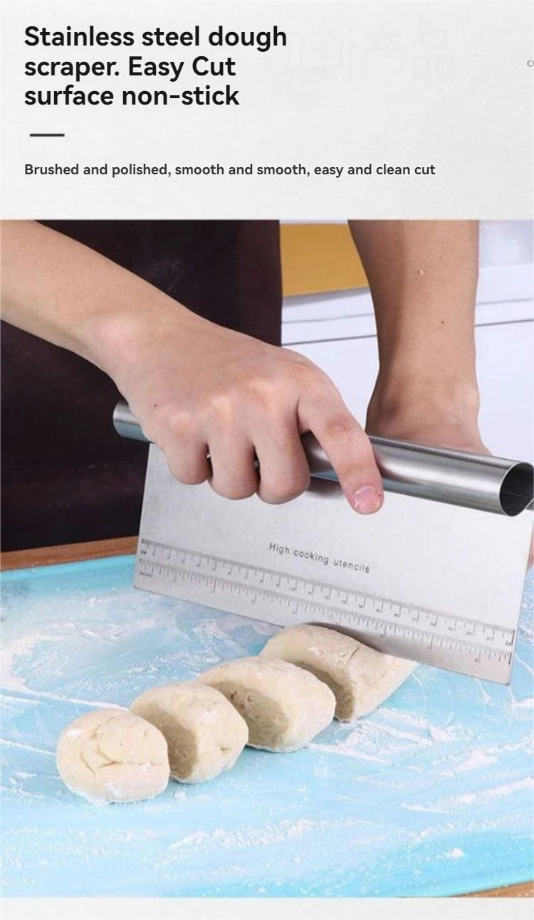 Stainless Steel Dough Scraper, Multifunctional Cake & Cream Scraper with Scale, Baking and Cutting Tool