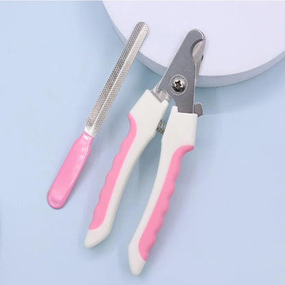 Stainless Steel Pet Nail Clipper with Straight Handle for Dogs and Cats, Professional Grooming Nail Scissors and Cleaning Tool Set
