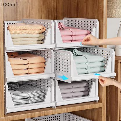 Foldable Clothes Storage Drawer, High-Capacity Stackable Plastic Storage Box for Home Organization