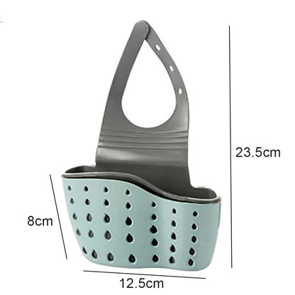 Kitchen Sink Storage Drain Basket – Adjustable Soap & Sponge Holder Hanging Shelf Organizer