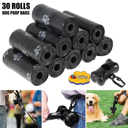 Disposable Dog Poop Waste Bags Rolls, Leak-Proof Pet Cleanup Bags with Bone Dispenser Compatibility, 10/30/50 Roll Options for Outdoor and Home Use