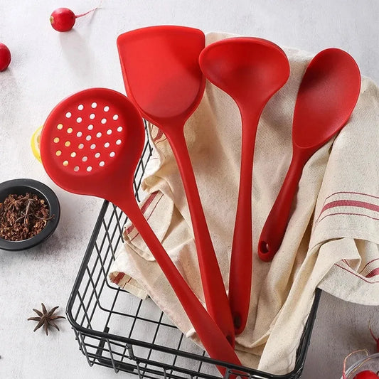 6PCS Silicone Kitchen Utensils Set – Spatulas, Slotted Spoon, Rice Scoop Heat Resistant Cooking Tools