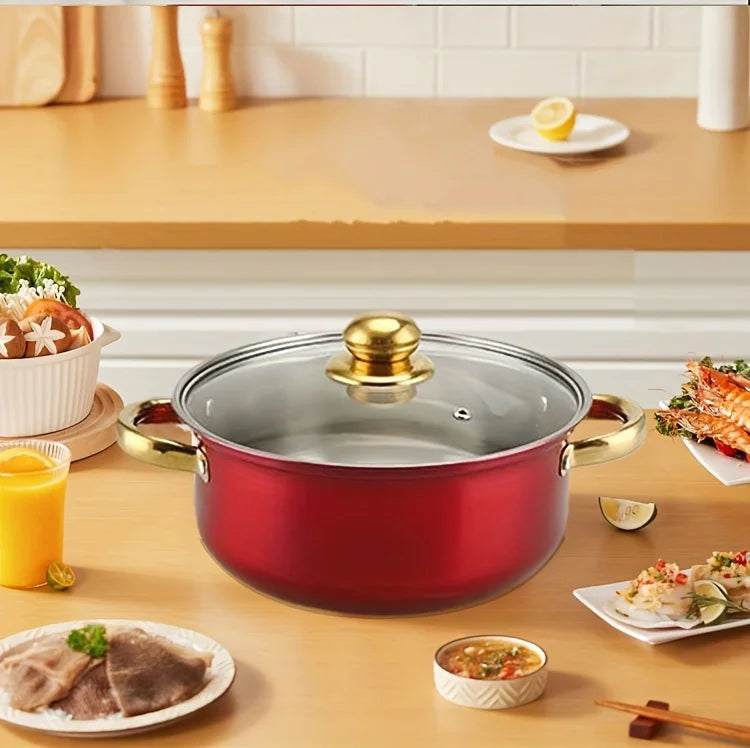 12PCS Stainless Steel Cookware Set, Non-Stick Pots & Pans with Lids, Multi-Color Kitchenware Set