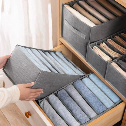 Foldable Clothes Organizer with Handles – Jeans Storage Box for Closet Drawer & Wardrobe Organization