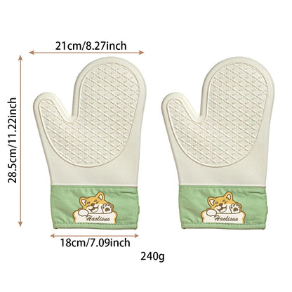 2PCS Silicone Oven Gloves – Thickened Heat Insulation Anti-Slip Anti-Scald Kitchen Baking Gloves