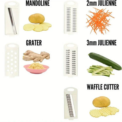 7-in-1 Mandoline Slicer for Kitchen, Multifunctional Food Slicer & Grater for Potatoes, Cheese, Vegetables, Carrots & Cucumbers