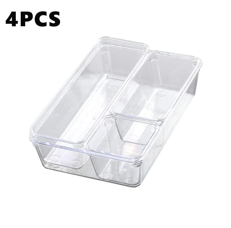 Drawer Organizers Set, Clear Plastic Desk Dividers & Storage Bins for Bedroom Dresser, Office, Makeup, Jewelry & Gadgets