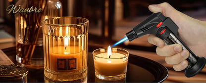 5Pack High Jet Flame Torch Lighter Transparent Body Design Butane Gas Refillable Adjustable Butane Jet Flame Ignition Tool