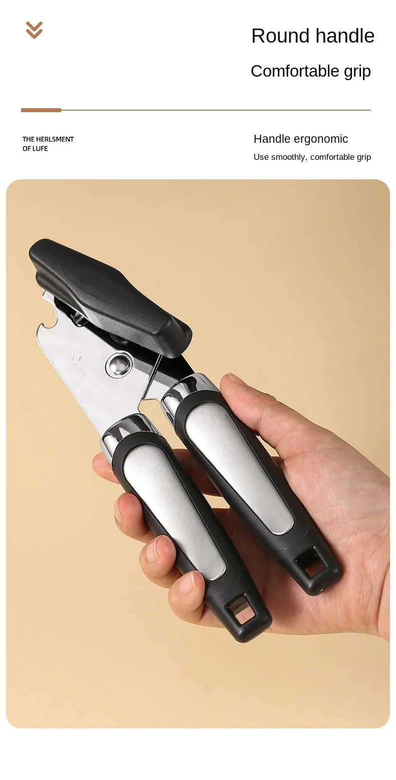 Professional Manual Can Opener – Multifunctional Stainless Steel Can and Bottle Opener Kitchen Gadget