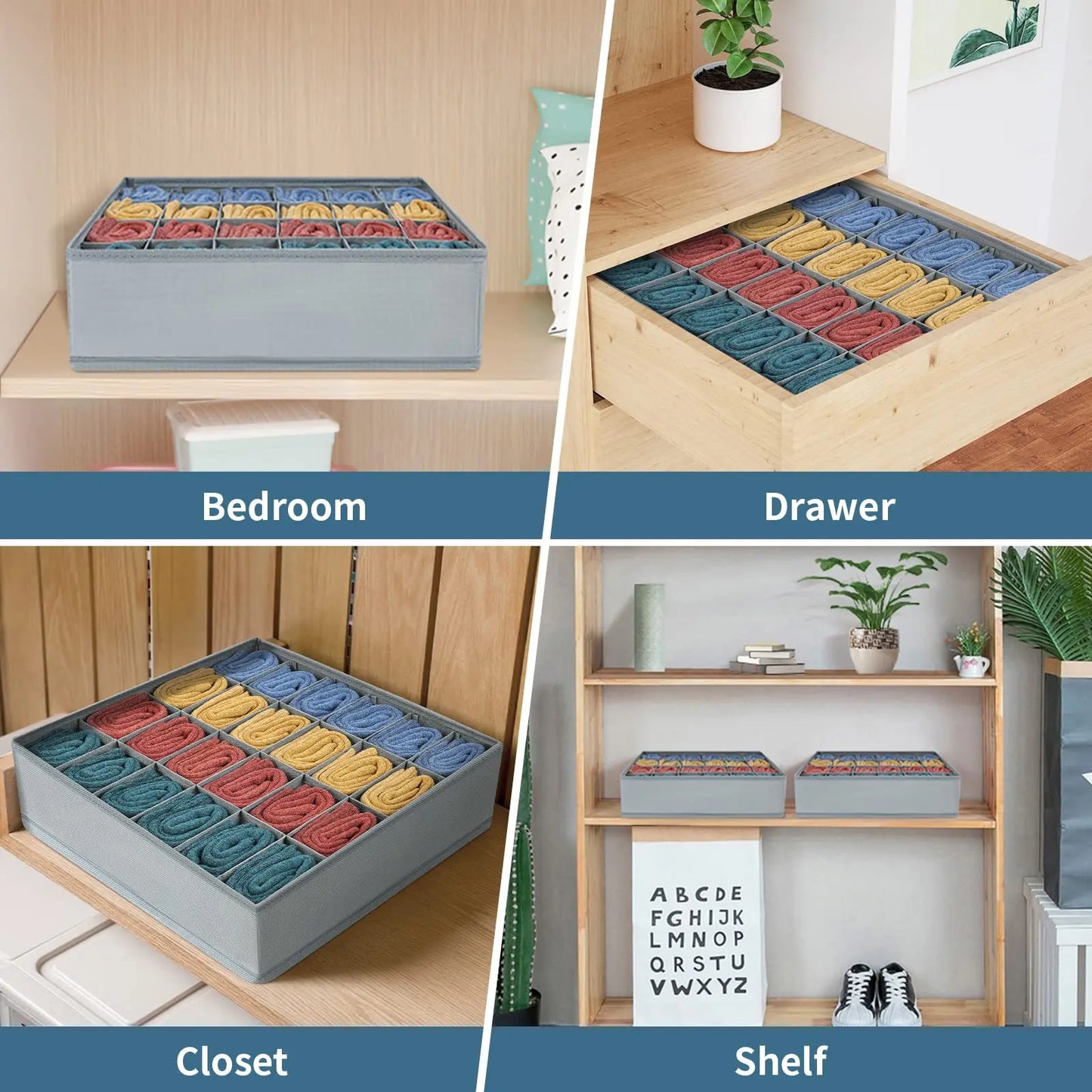 Underwear Drawer Organizer Box – Bra, Socks & Clothes Storage for Cabinet, Closet & Wardrobe