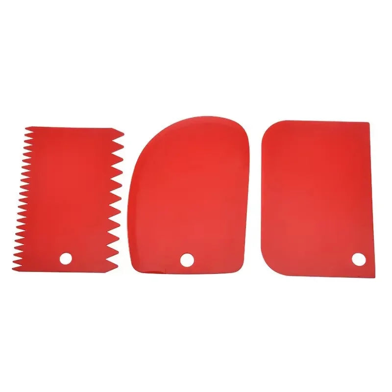 Plastic Dough Scraper Set, 3-Piece Thickened Baking & Cream Decorating Scrapers for Dough, Pastry and Cake