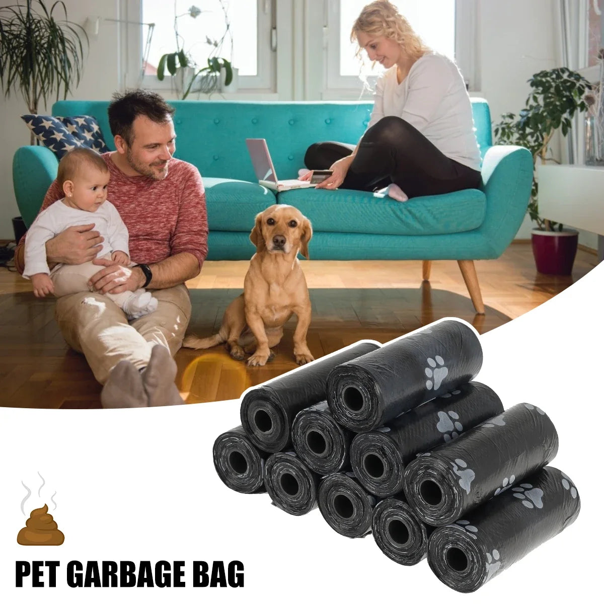 Disposable Dog Poop Waste Bags Rolls, Leak-Proof Pet Cleanup Bags with Bone Dispenser Compatibility, 10/30/50 Roll Options for Outdoor and Home Use