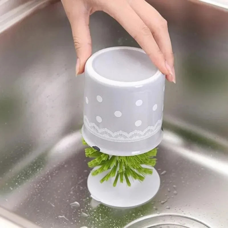 Sink Suction Cup Glass Brush – Upright Bottle & Wine Glass Cleaner with Durable Bristles