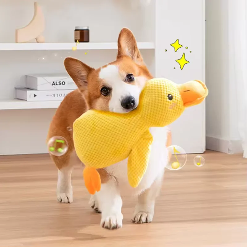 Plush Duck Dog Toy with Hugging Design, Interactive Comfort Chew and Sleep Companion for Puppies and Small Dogs, Soft Yellow Duck Pet Toy