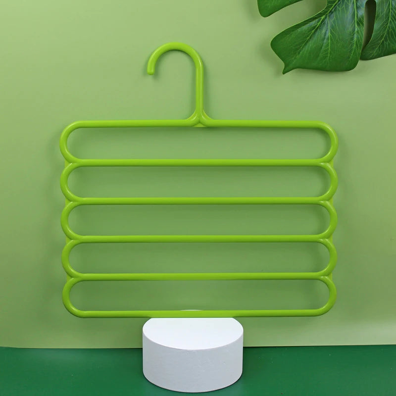 5-Layer Multi-Functional Clothes Hanger – Non-Slip Plastic Pants Storage Rack for Closet Organization