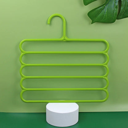 5-Layer Multi-Functional Clothes Hanger – Non-Slip Plastic Pants Storage Rack for Closet Organization