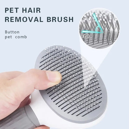 Self-Cleaning Pet Grooming Brush for Dogs and Cats, Professional Deshedding and Dematting Comb with One-Button Hair Release, Comfortable Handle Pet Care Tool