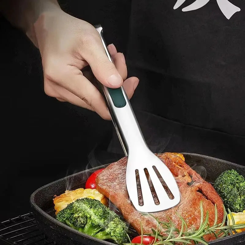 Stainless Steel Kitchen Tongs, Non-Slip Food Tongs for Cooking, BBQ, Salad, Bread and Buffet Serving