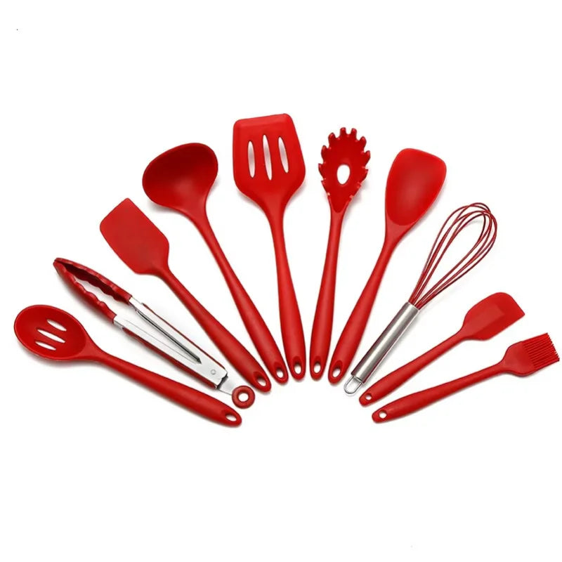 10PCS Silicone Kitchen Utensil Set, Heat-Resistant Cooking & Baking Tools, Non-Stick Spatula Spoon Scraper Set