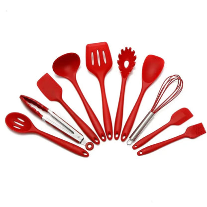 10PCS Silicone Kitchen Utensil Set, Heat-Resistant Cooking & Baking Tools, Non-Stick Spatula Spoon Scraper Set