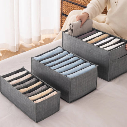 Foldable Clothes Organizer with Handles – Jeans Storage Box for Closet Drawer & Wardrobe Organization
