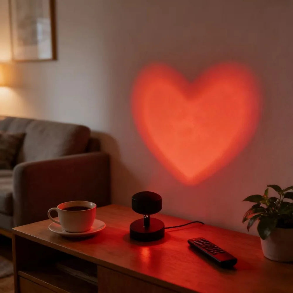 Heart-Shaped LED Projector Night Light USB Powered, Romantic Atmosphere Lamp for Bedroom, Party, Photography Background, Christmas and Valentine’s Day Decor