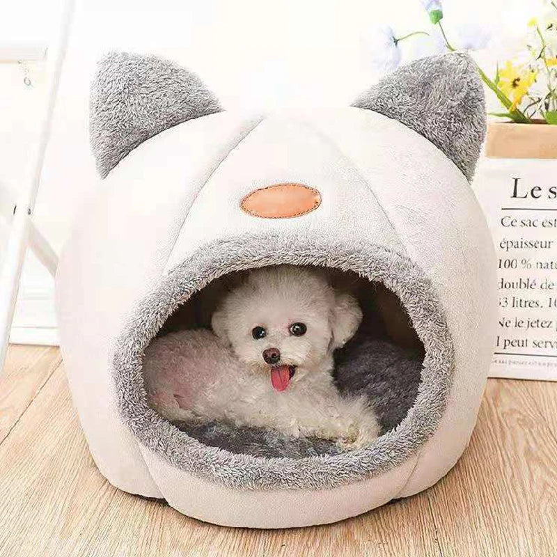 Winter Warm Cat Bed Cozy Cave Nest, Deep Sleep Comfort Pet Tent House for Cats and Small Dogs, Soft Plush Indoor Sleeping Mat Basket