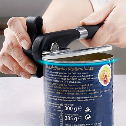 Plastic Hand-Actuated Can Opener – Safety Side-Cut Manual Can Opener with Easy Grip Handle