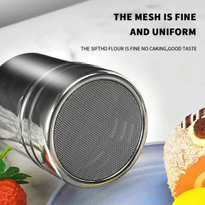 Stainless Steel Powder Shaker, Mesh Spice Duster with Lid for Cocoa, Pepper, Sugar, Salt and Cinnamon