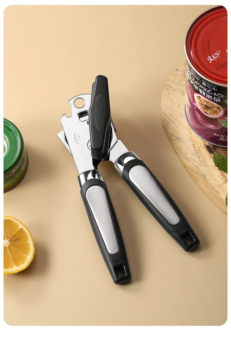 Professional Manual Can Opener – Multifunctional Stainless Steel Can and Bottle Opener Kitchen Gadget