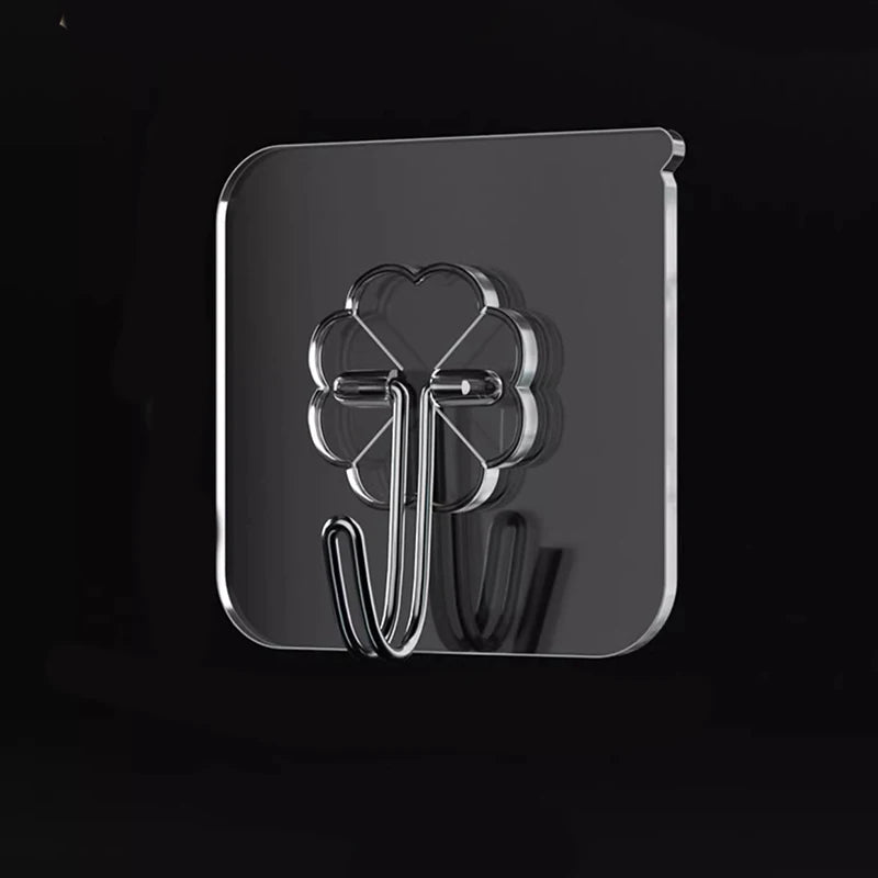 Transparent Adhesive Wall Hooks – No-Drill Traceless Strong Load-Bearing Hooks for Bathroom & Kitchen