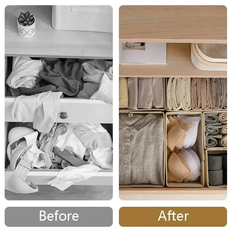 Foldable Underwear Organizer Set (6/12PCS) – Hard Storage Boxes for Bras, Socks & Drawer Closet Organization