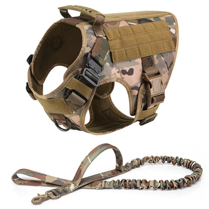 Tactical Dog Harness and Leash Set for Large and Medium Dogs, Military-Style Training Vest for German Shepherd, Golden Retriever, and Working Breeds