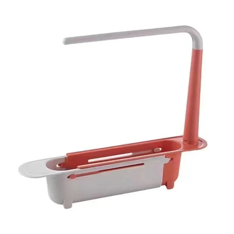 Telescopic Sink Shelf – Adjustable Kitchen Sink Organizer Soap & Sponge Holder Drain Rack