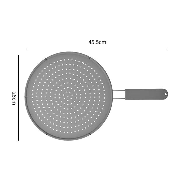 Silicone Kitchen Splatter Screen with Handle – Heat-Resistant Oil Splash Guard Frying Pan Lid Drain Board Cover