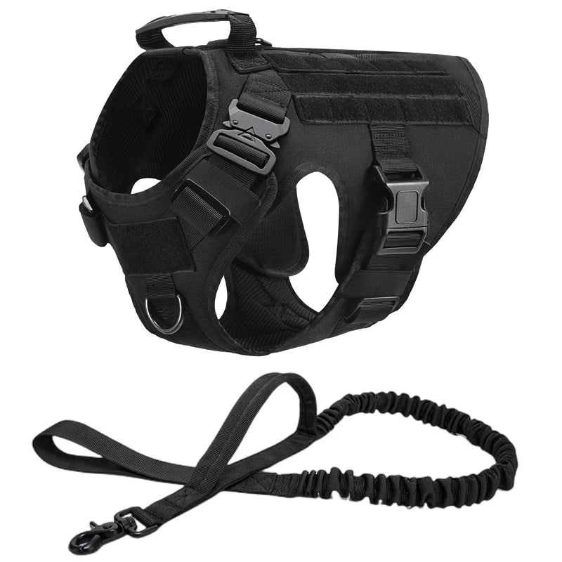 Tactical Dog Harness and Leash Set for Large and Medium Dogs, Military-Style Training Vest for German Shepherd, Golden Retriever, and Working Breeds