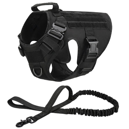 Tactical Dog Harness and Leash Set for Large and Medium Dogs, Military-Style Training Vest for German Shepherd, Golden Retriever, and Working Breeds