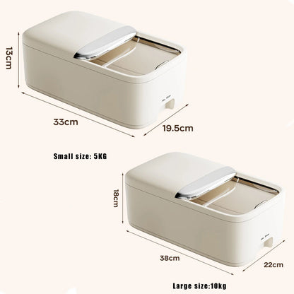 10KG Rice Storage Box with Lid, Large Capacity Moisture-Proof & Insect-Proof Grain Storage Container, Sealed Plastic Rice Bin for Kitchen Cabinet