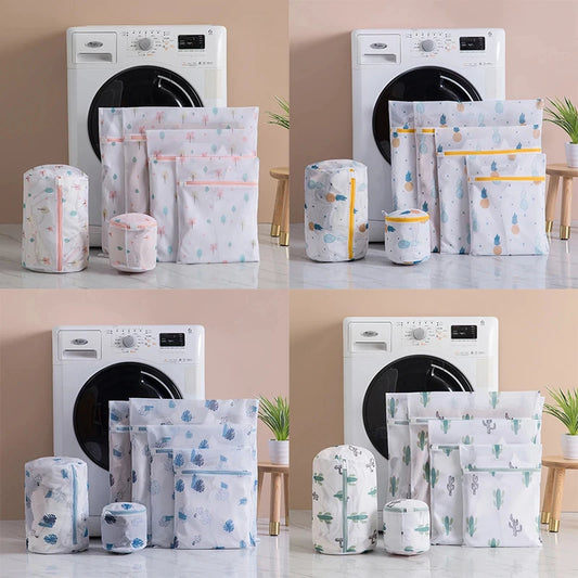 Laundry Bags Set, 6-Piece Fine Mesh Wash Bags for Clothing, Cute Print Laundry Organizer Pouches
