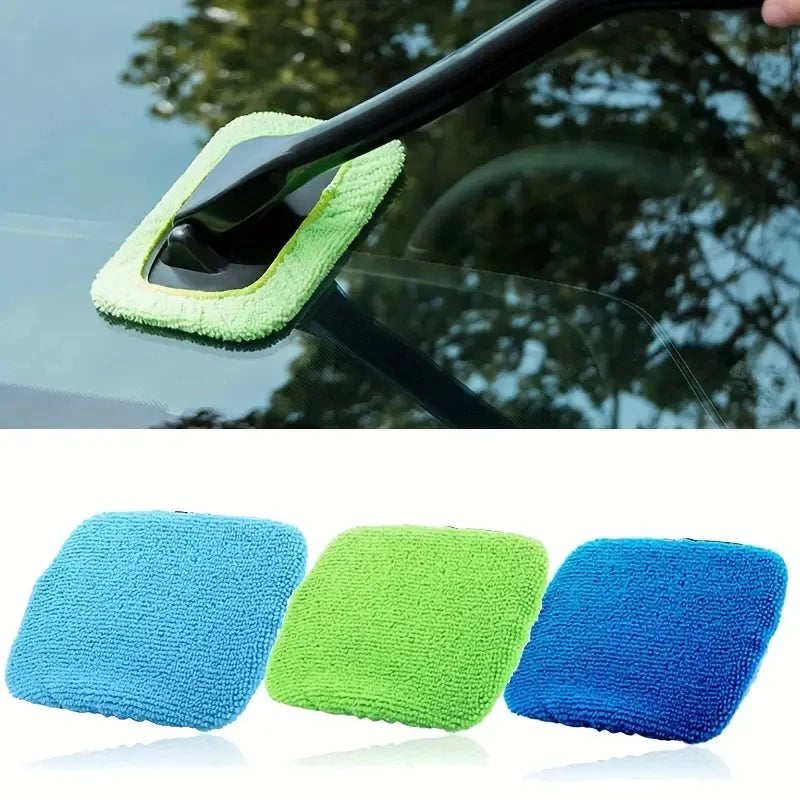 Car Window Cleaner Brush Kit – Windshield Cleaning Wash Tool Set with Long Handle Interior Auto Glass Wiper