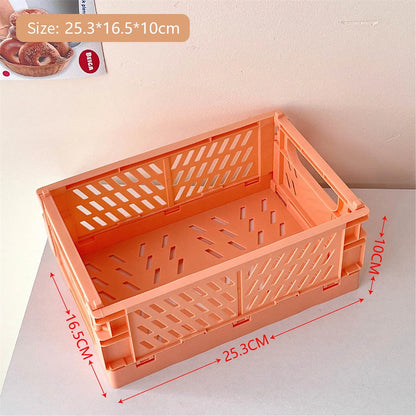 Collapsible Plastic Crate – Folding Storage Box Basket for Desktop, Cosmetics & Home Organization