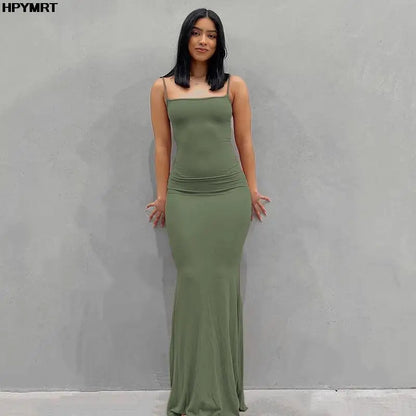 Women’s Satin Slip Maxi Dress Sleeveless Backless Bodycon Gown, Elegant Slim Fit Party Evening Dress for Spring and Special Occasions