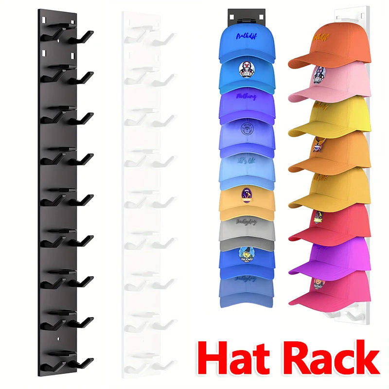 Wall Mounted Baseball Cap Rack – Multifunctional Hat Organizer Storage Hanger for Door & Closet
