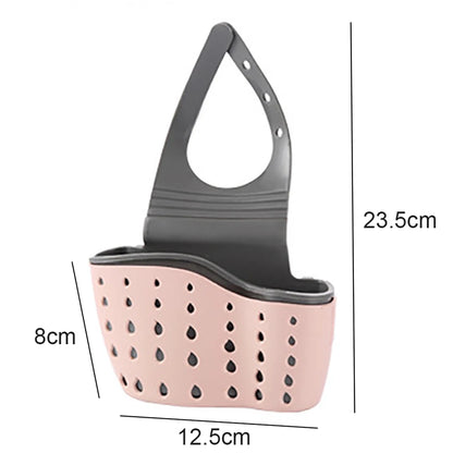 Kitchen Sink Storage Drain Basket – Adjustable Soap & Sponge Holder Hanging Shelf Organizer
