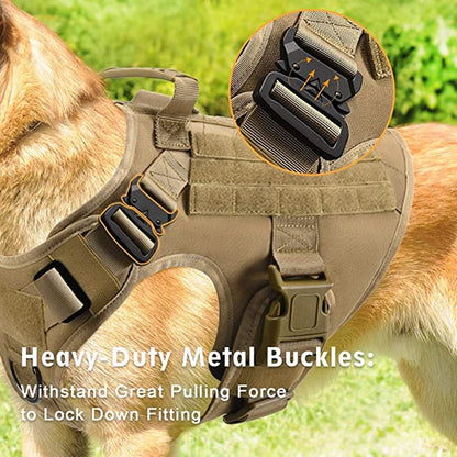 Tactical Dog Harness and Leash Set for Large and Medium Dogs, Military-Style Training Vest for German Shepherd, Golden Retriever, and Working Breeds