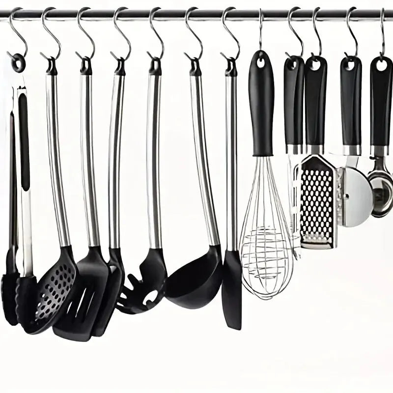 10Pcs Stainless Steel S-Shaped Hooks – Multi-Functional Metal Hanging Hooks for Kitchen & Bathroom