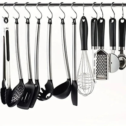 10Pcs Stainless Steel S-Shaped Hooks – Multi-Functional Metal Hanging Hooks for Kitchen & Bathroom