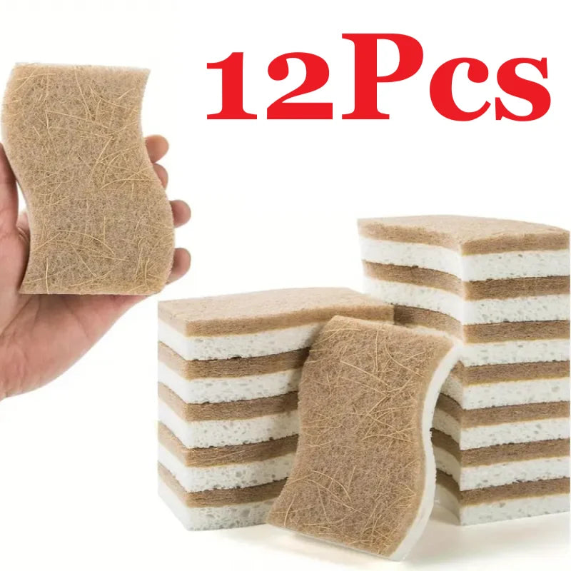 Natural Kitchen Sponge – Cellulose and Coconut Scrubber for Dishes, Pack of Household Cleaning Sponges, White