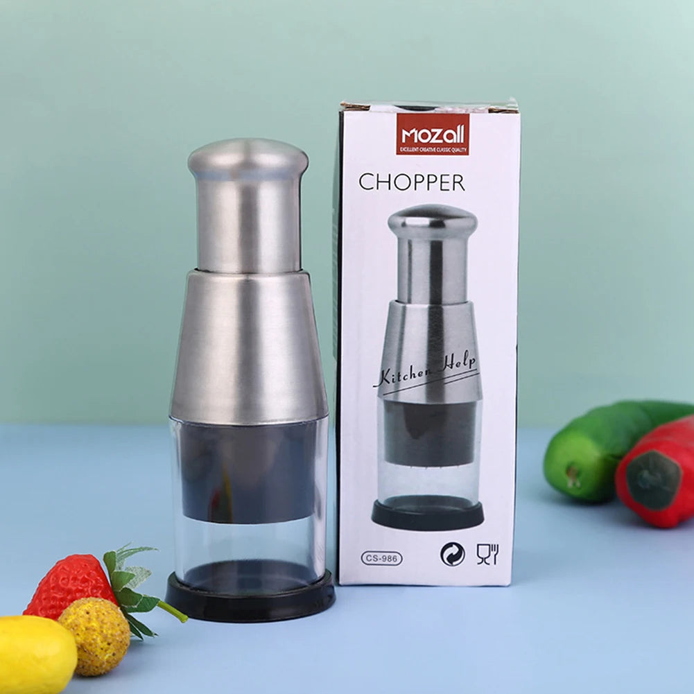 Stainless Steel Manual Hand Chopper – Mini Garlic Chopper Vegetable Slicer Mincer Crusher for Garlic, Ginger, Herbs, and Nuts